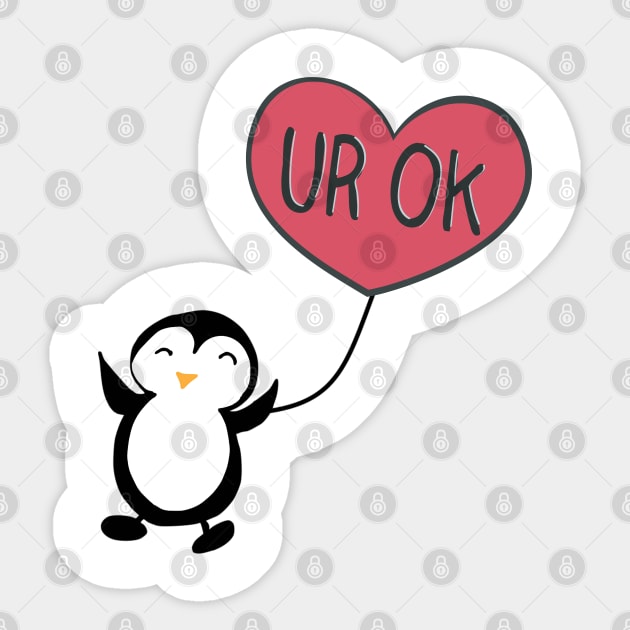 Penguin in Love UR OK Sticker by bruxamagica